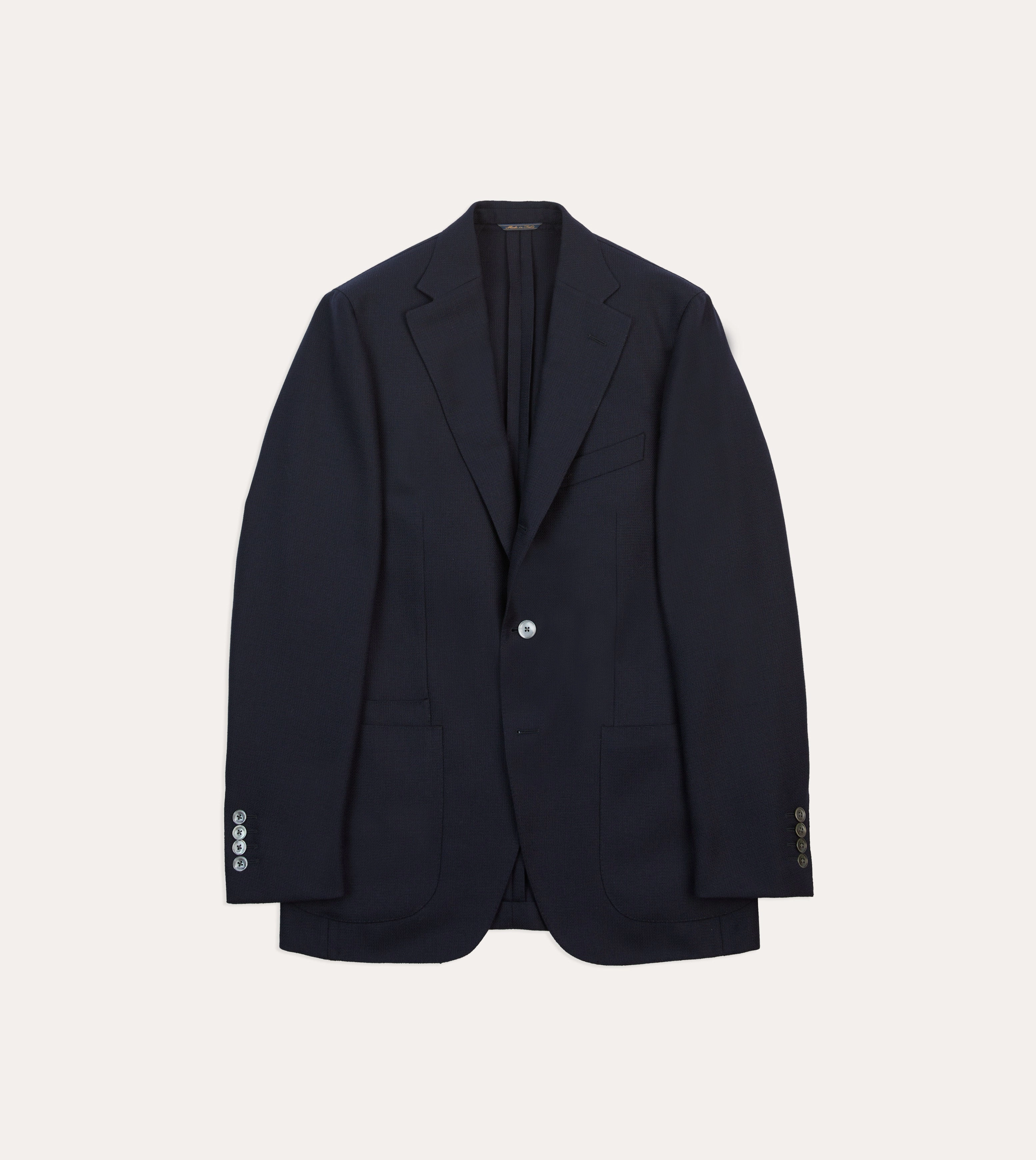 Navy Wool Hopsack Blazer