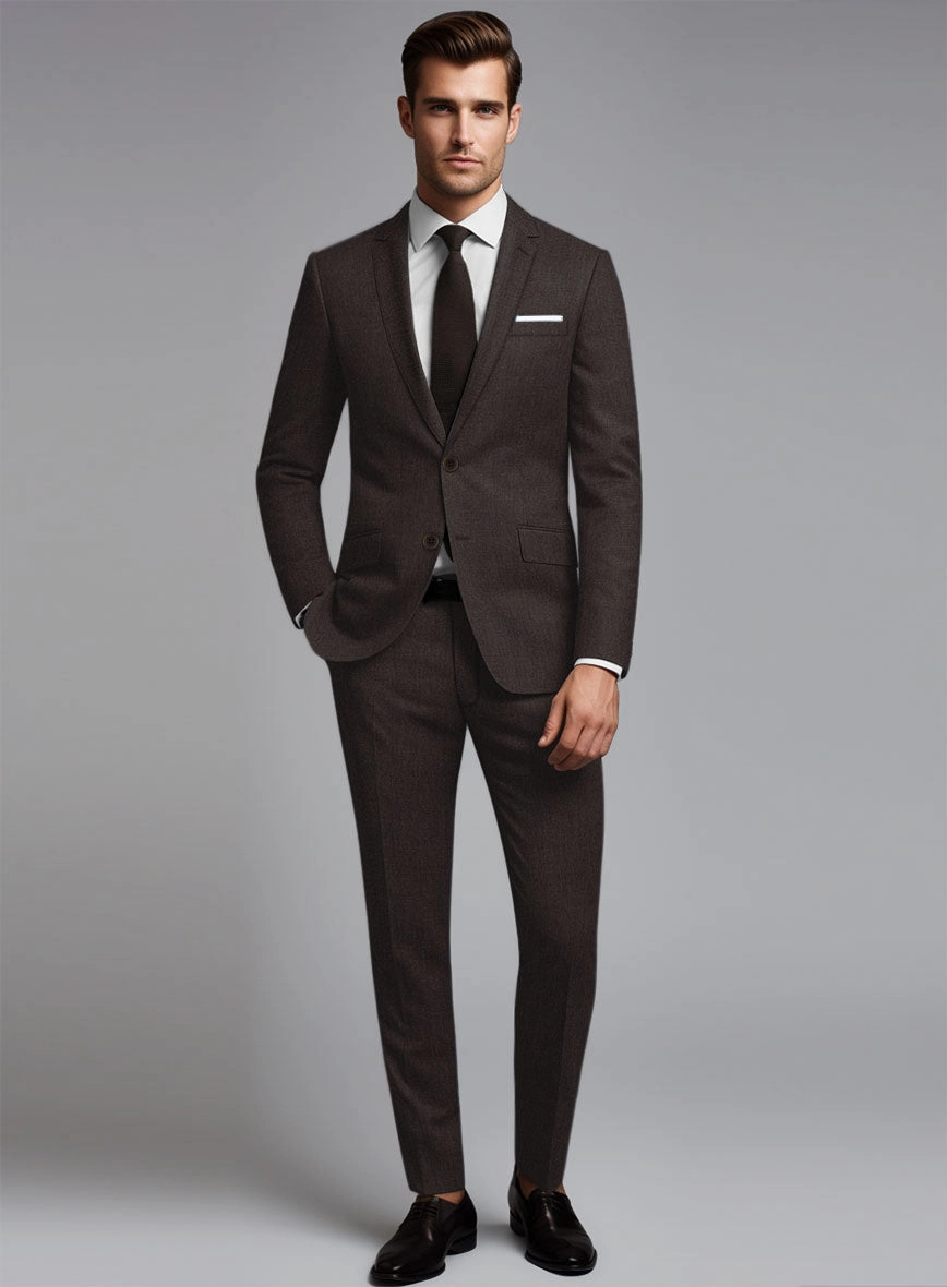 Noble Coffee Brown Wool Silk Linen Suit