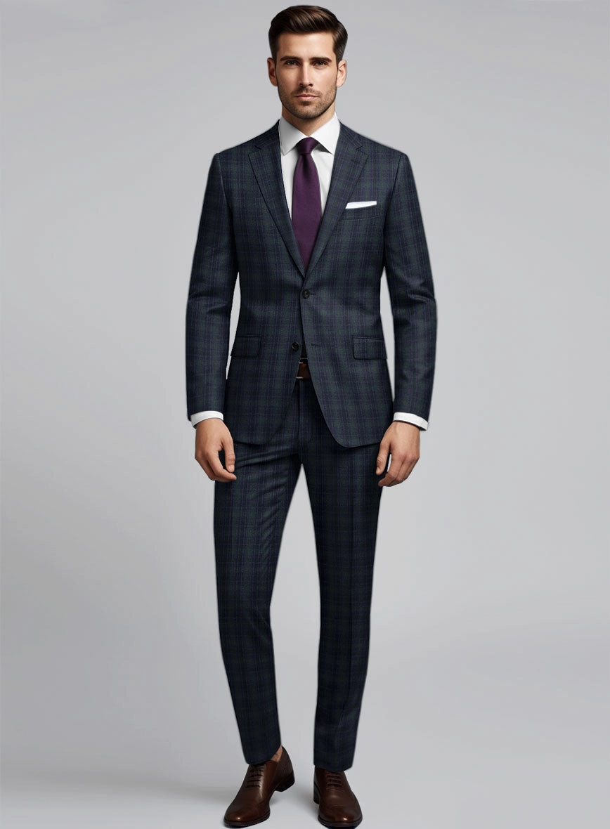 Noble Domenico Check Wool Silk Linen Suit