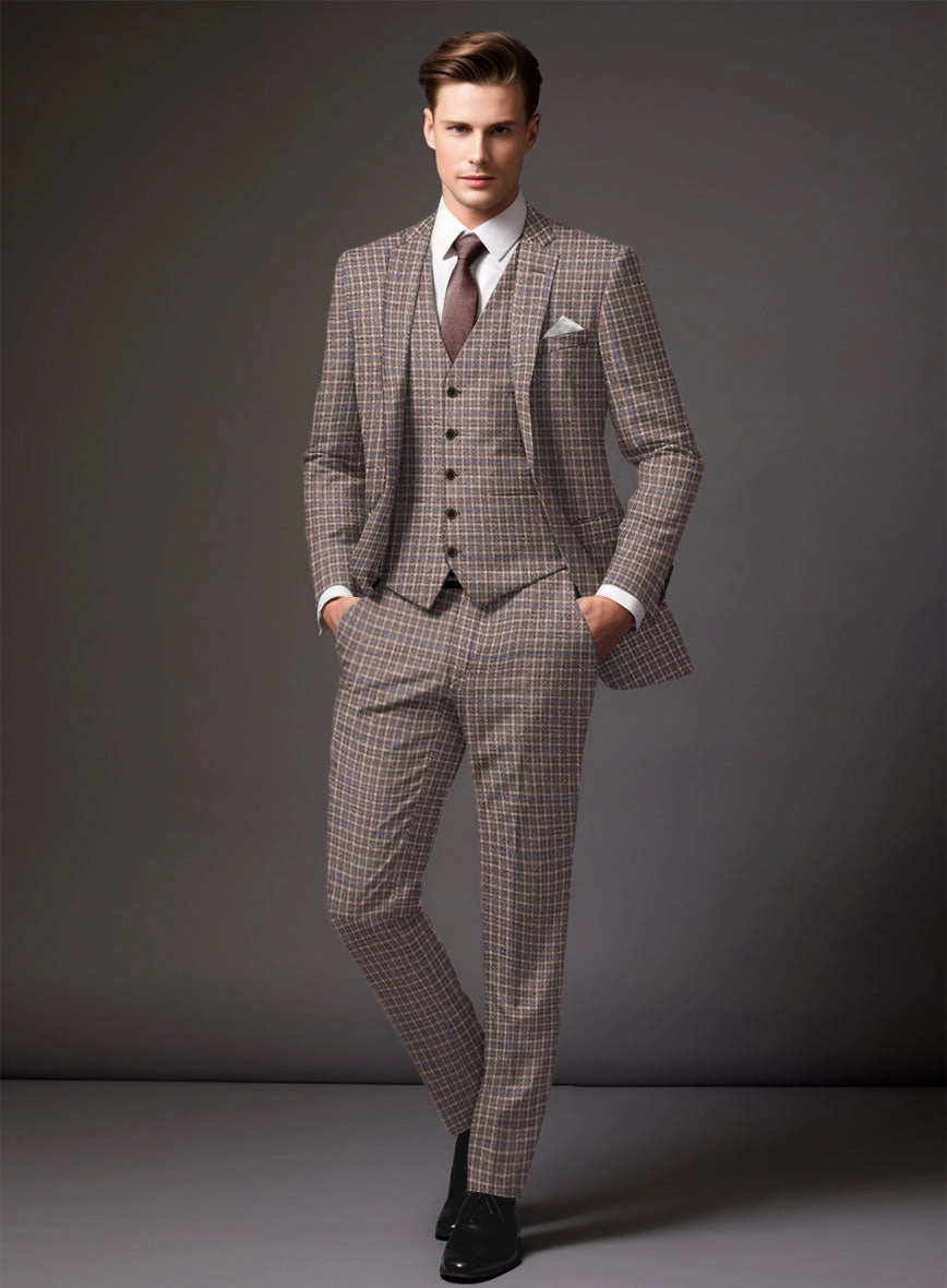 Noble Isidora Check Wool Silk Linen Suit