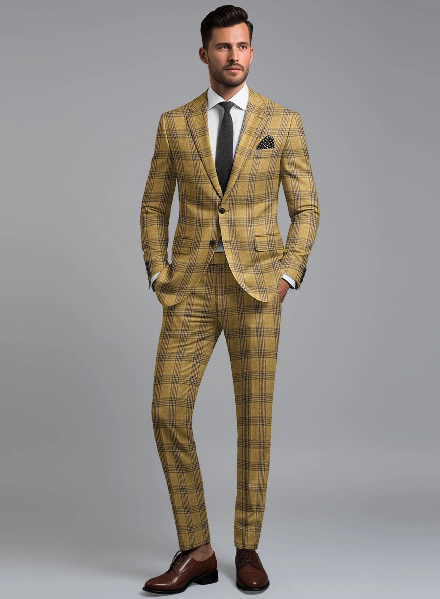 Noble Mateo Ochre Wool Silk Linen Suit