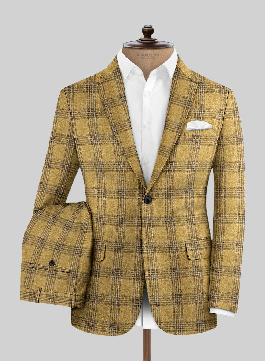 Noble Mateo Ochre Wool Silk Linen Suit