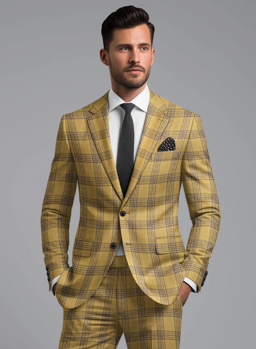 Noble Mateo Ochre Wool Silk Linen Suit