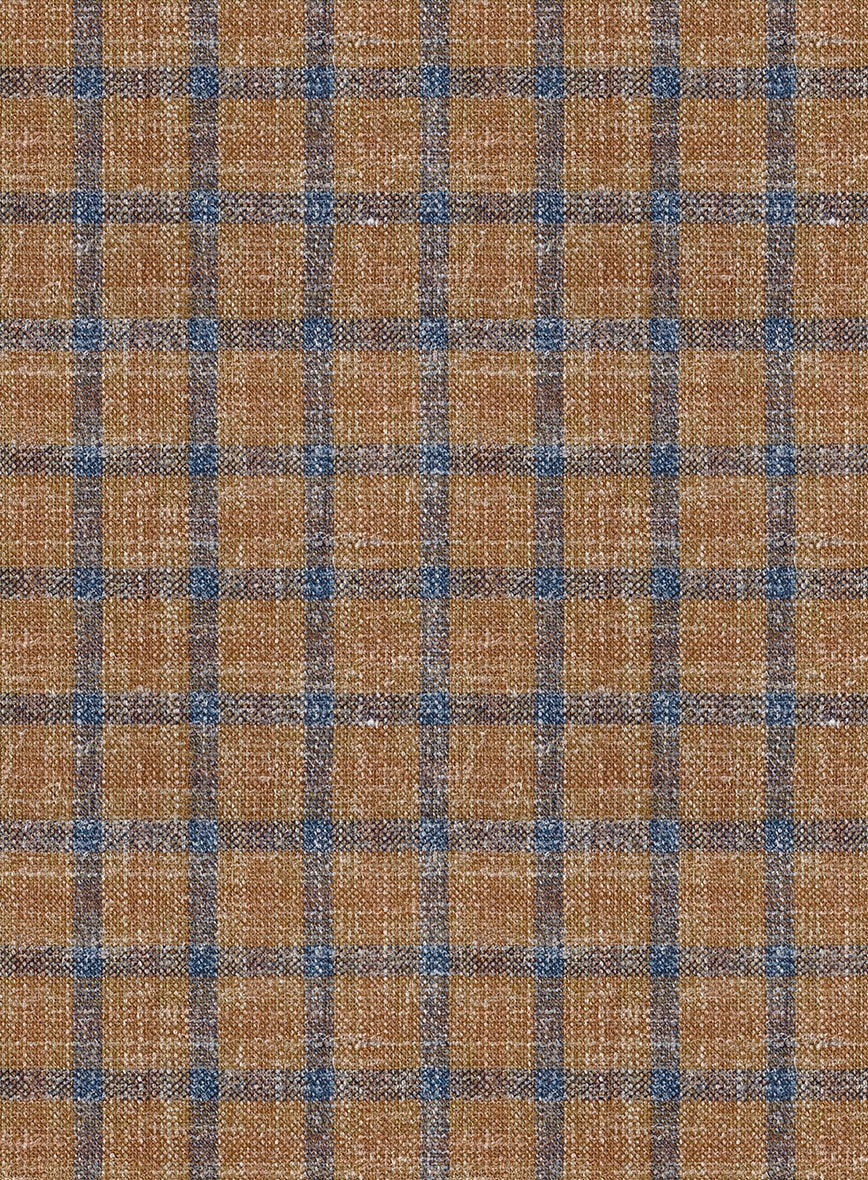 Noble Mustard Check Wool Silk Linen Suit