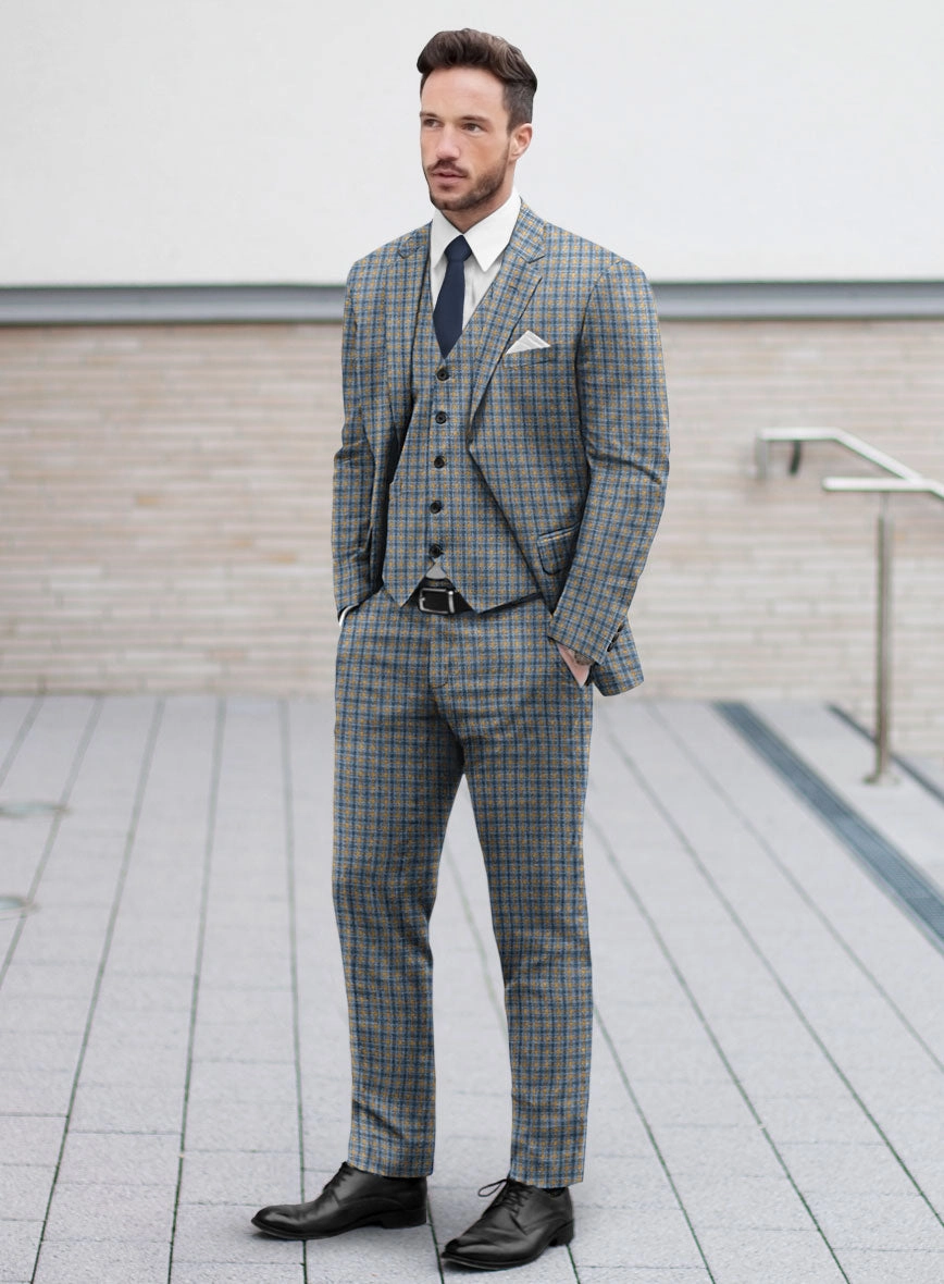 Noble Raquel Blue Wool Silk Linen Suit