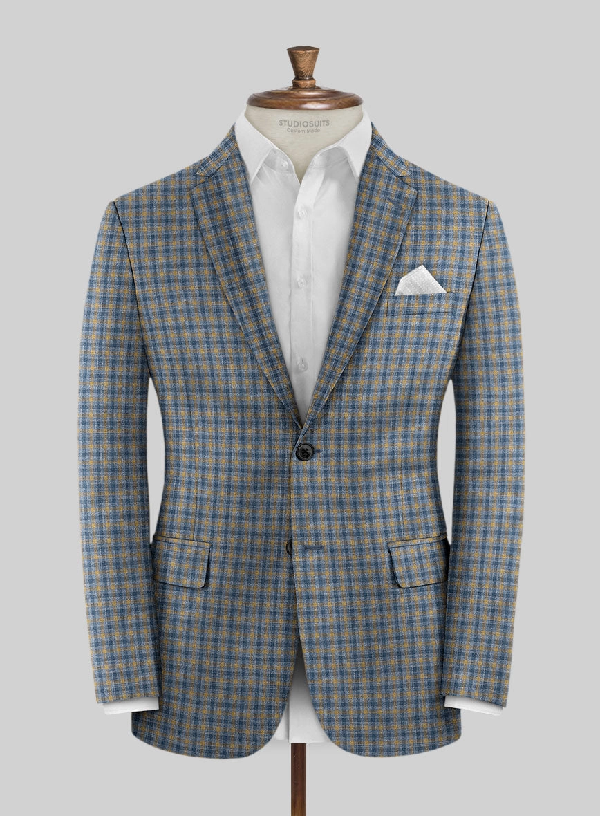 Noble Raquel Blue Wool Silk Linen Suit