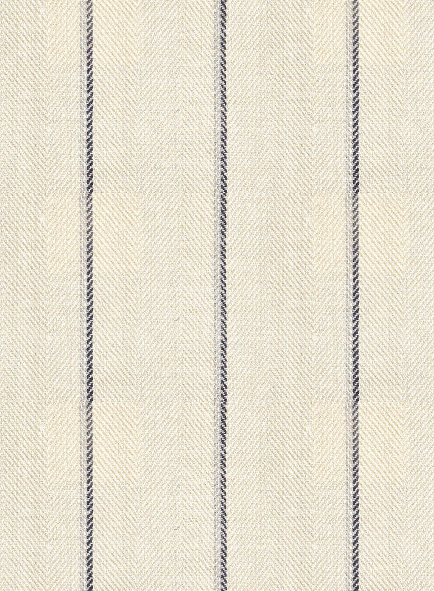 Noble Rosaria Cream Stripe Cotton Silk Linen Suit