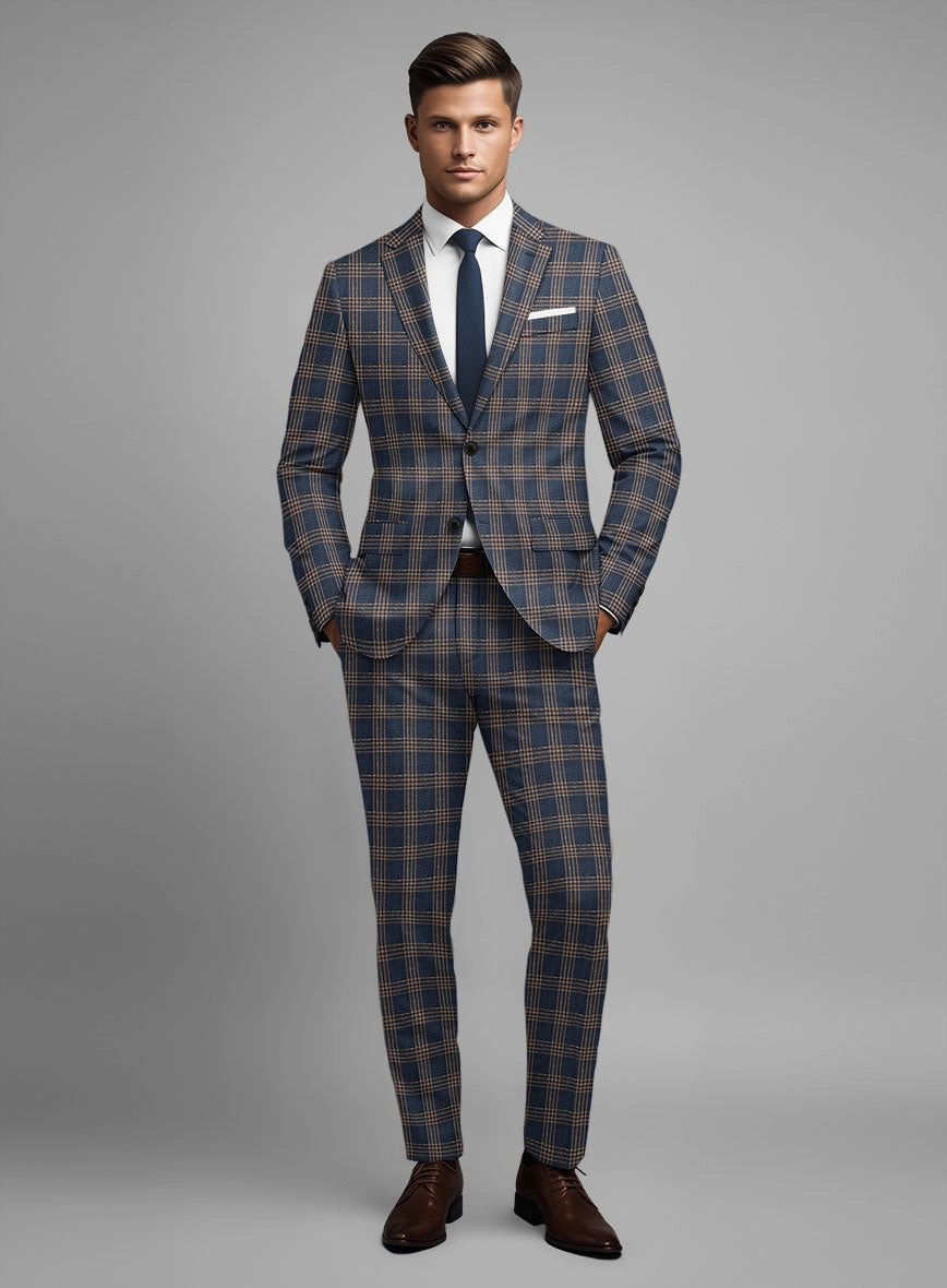 Noble Santiago Blue Wool Silk Linen Suit