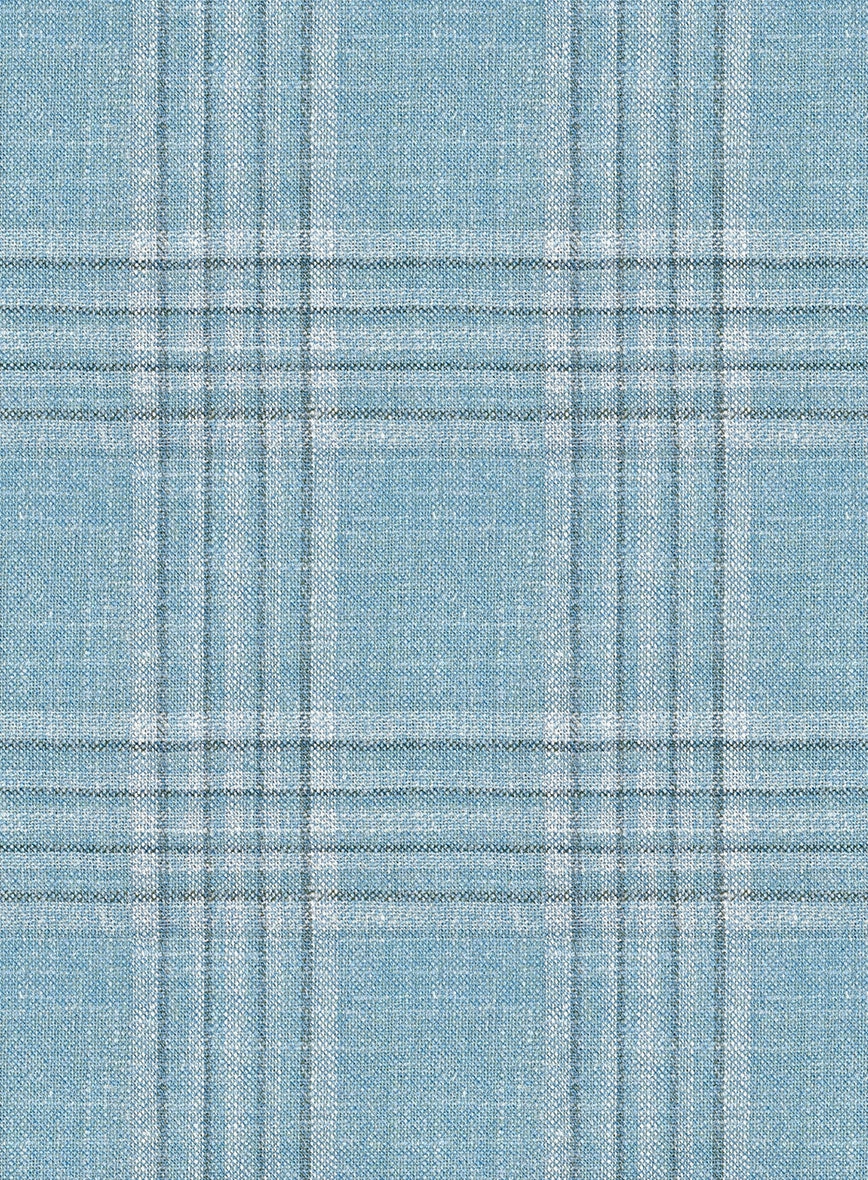 Noble Sky Blue Wool Silk Linen Suit