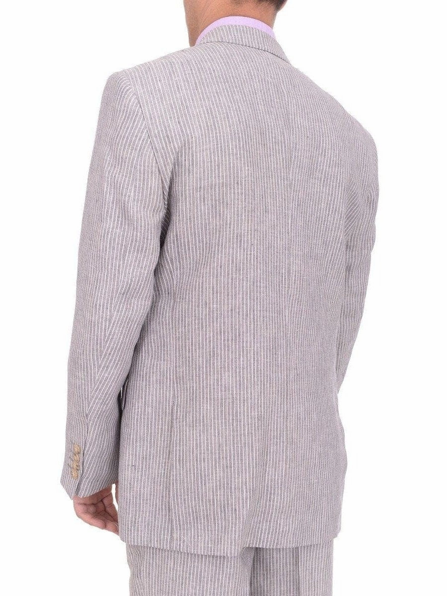 Raphael Classic Fit Gray Pinstriped Two Button Linen Suit