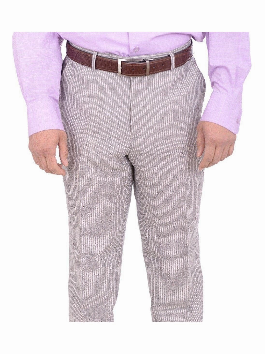 Raphael Classic Fit Gray Pinstriped Two Button Linen Suit