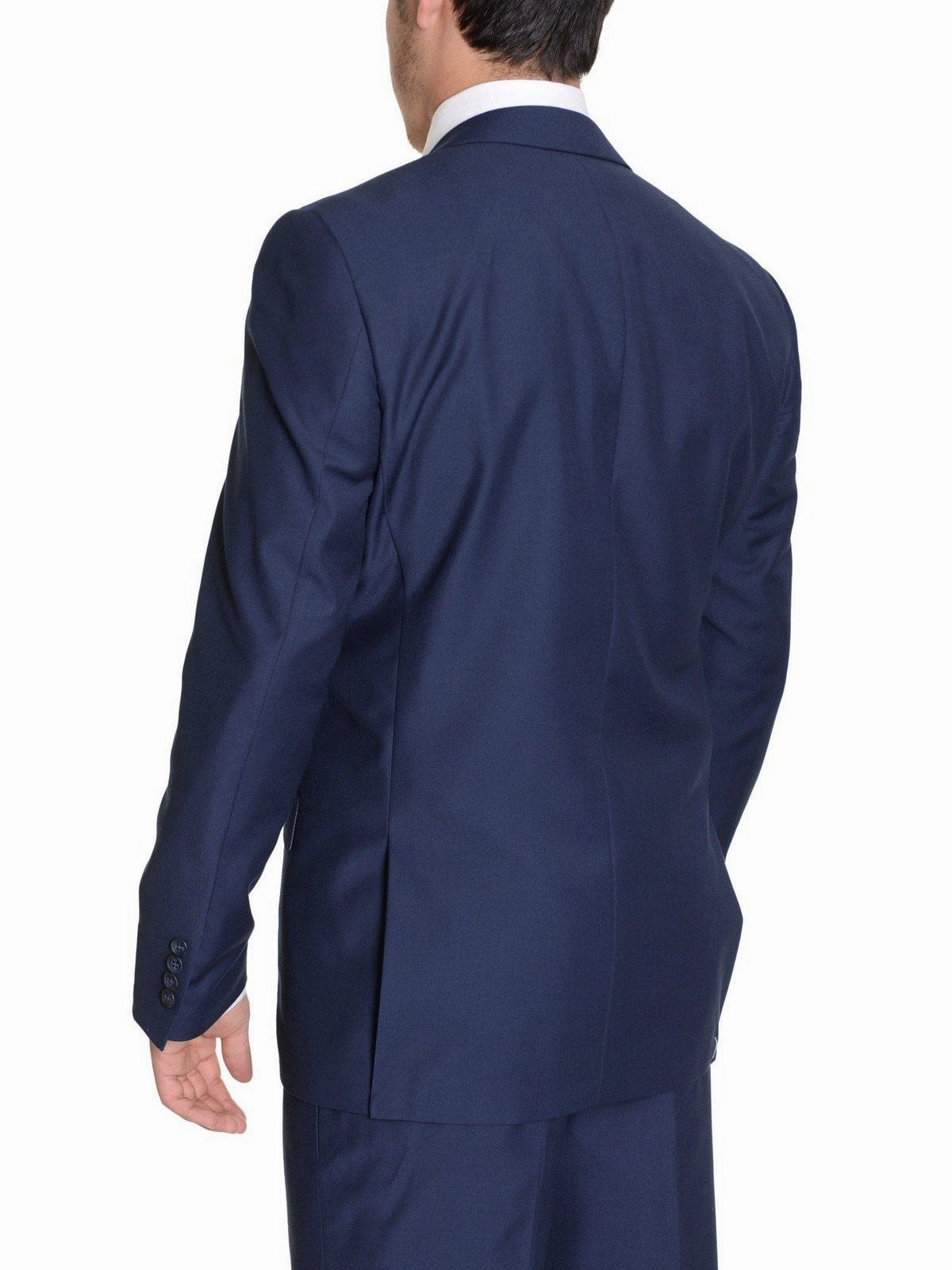 Raphael Classic Fit Solid Blue Two Button Wool Suit