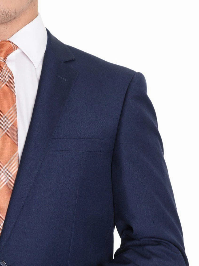 Raphael Classic Fit Solid Blue Two Button Wool Suit