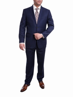 Raphael Classic Fit Solid Blue Two Button Wool Suit