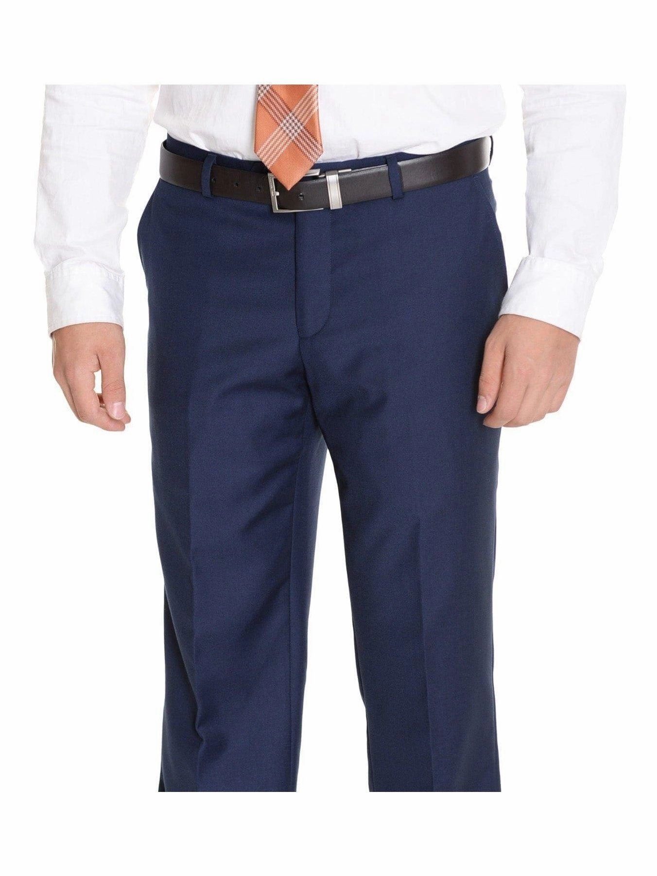 Raphael Classic Fit Solid Blue Two Button Wool Suit