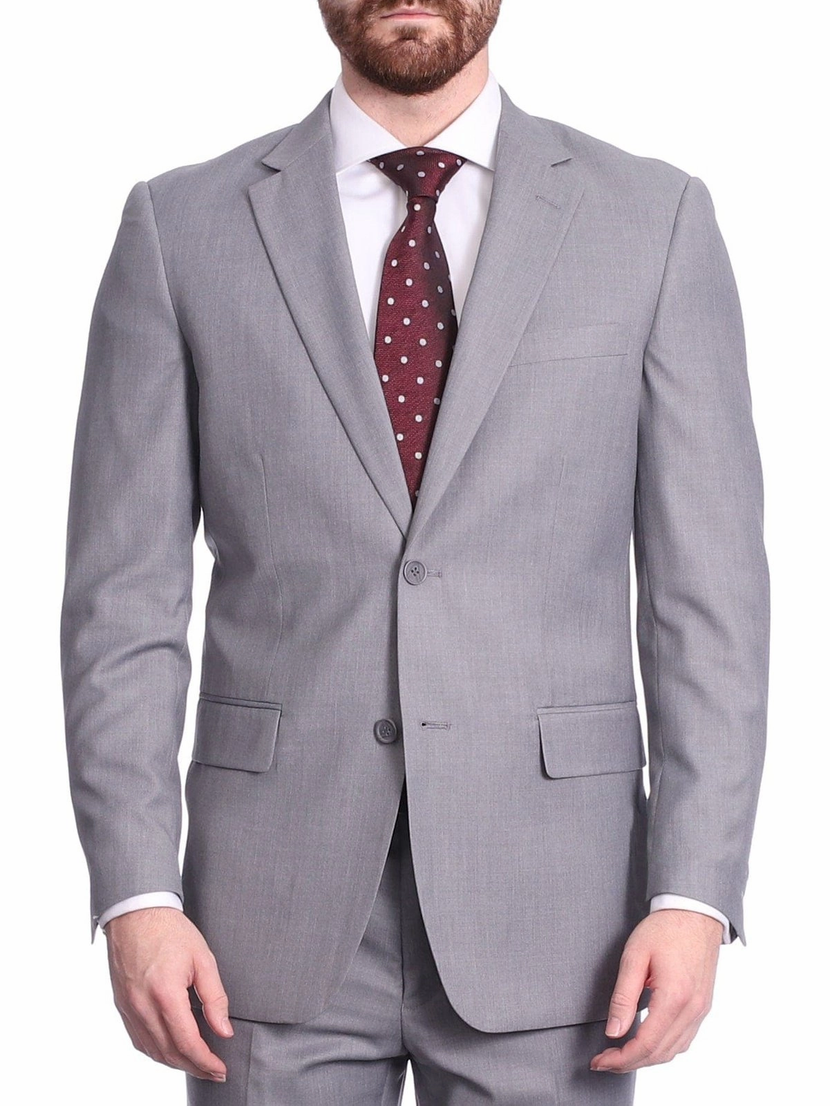 Raphael Men's Big & Tall Gray Regular Classic Fit Wool-touch Two Button Two Piece Suit
