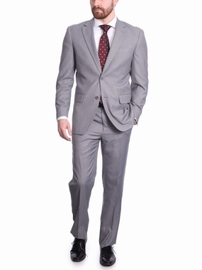 Raphael Men's Big & Tall Gray Regular Classic Fit Wool-touch Two Button Two Piece Suit