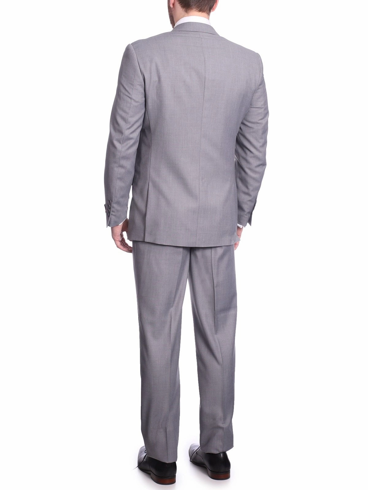 Raphael Men's Big & Tall Gray Regular Classic Fit Wool-touch Two Button Two Piece Suit