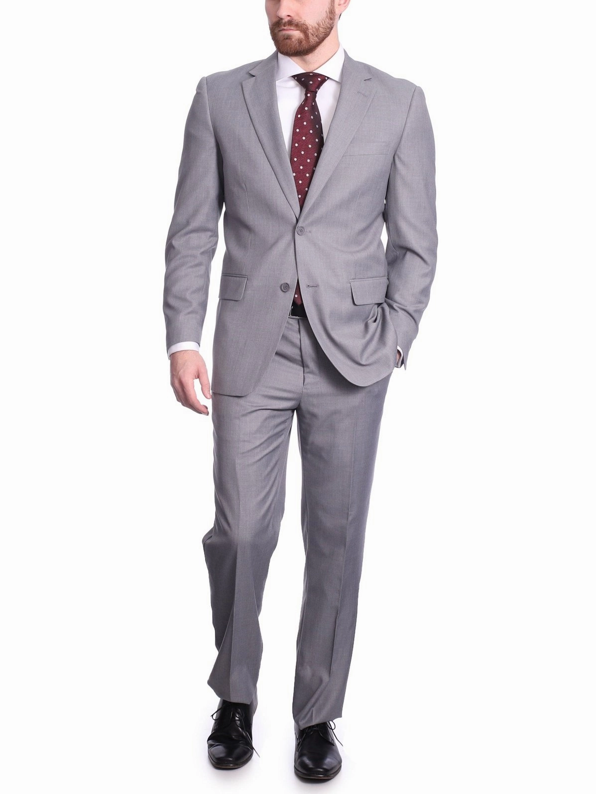 Raphael Men's Big & Tall Gray Regular Classic Fit Wool-touch Two Button Two Piece Suit