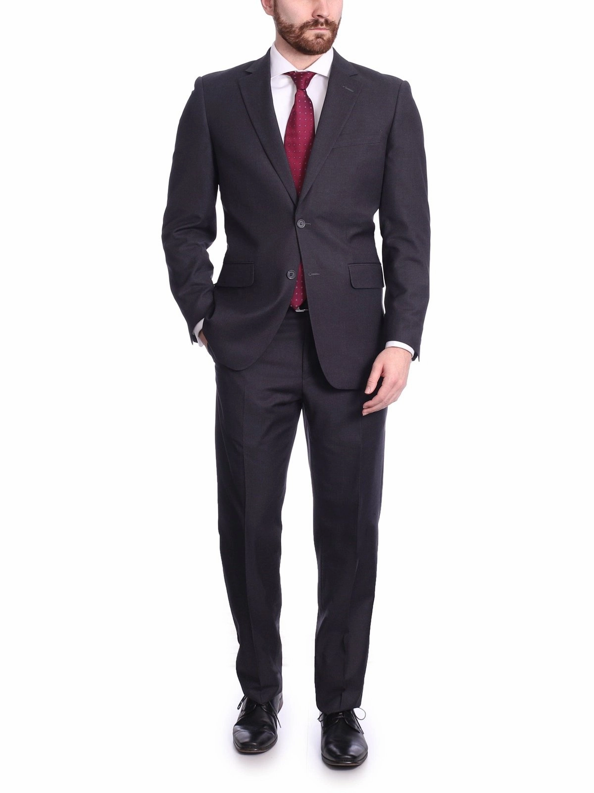 Raphael Men's Big & Tall Regular Classic Fit Charcoal Gray 2 Button Men's Suit