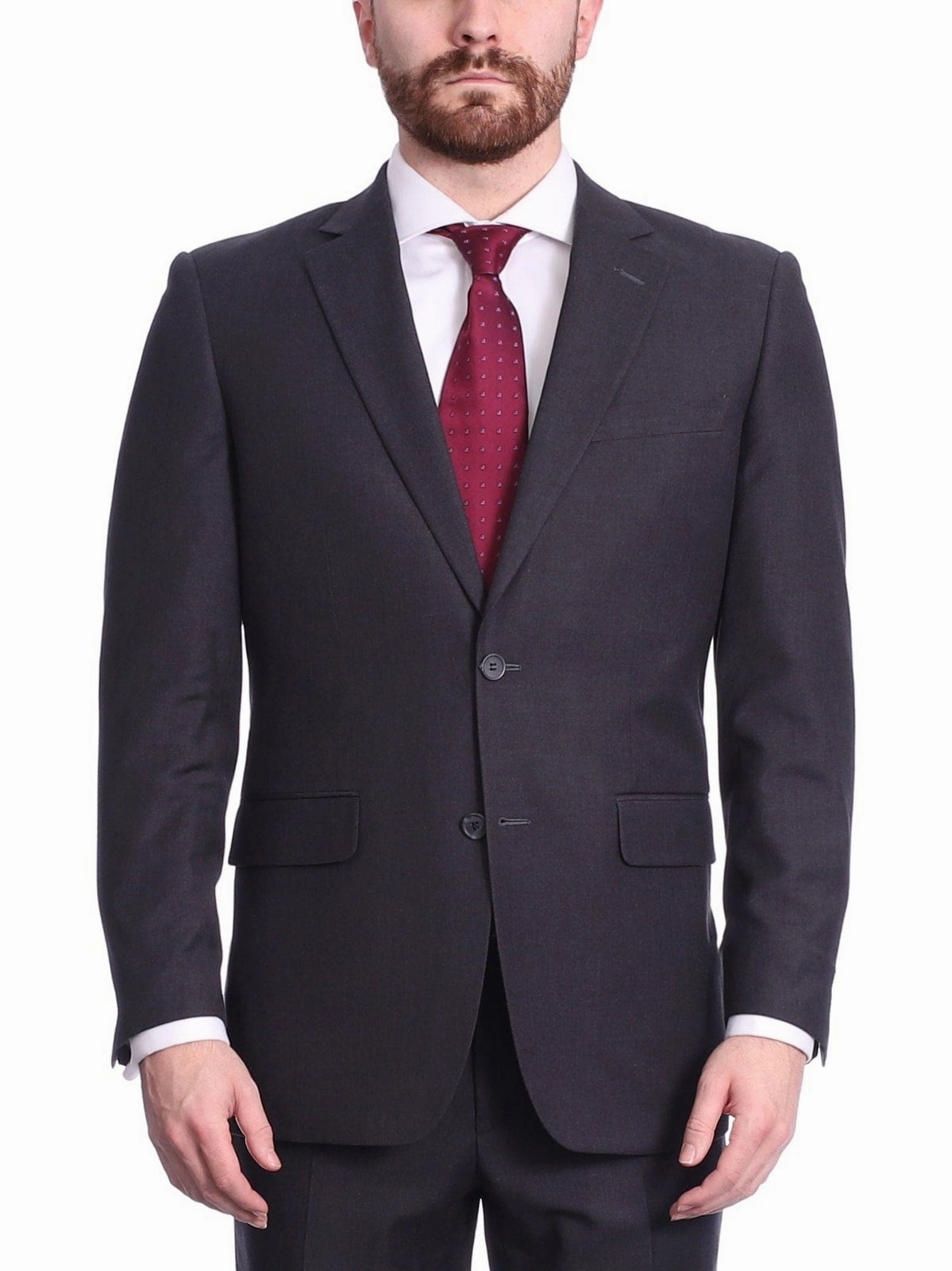 Raphael Men's Big & Tall Regular Classic Fit Charcoal Gray 2 Button Men's Suit