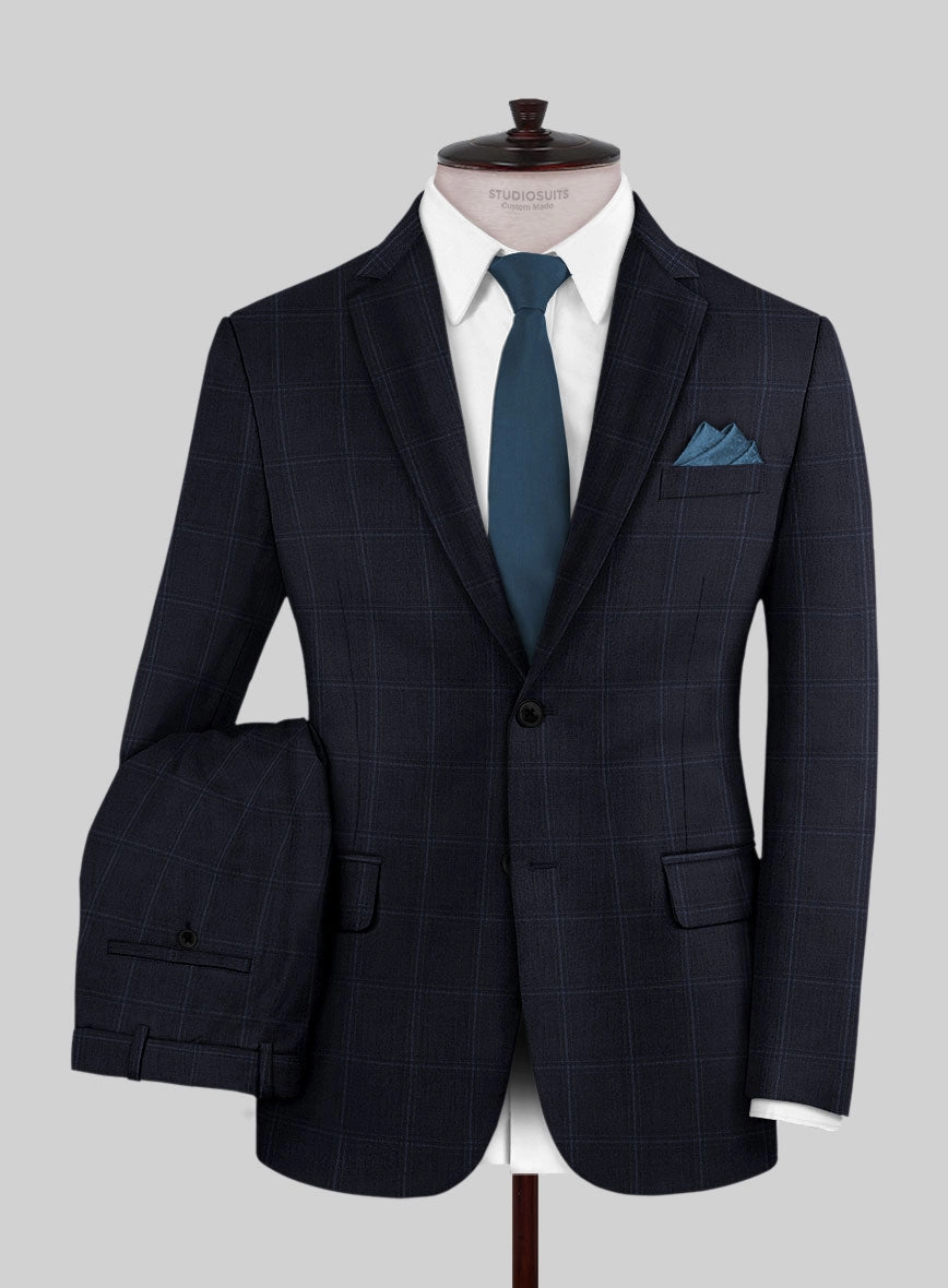 Reda Cashmere Blue Windowpane Wool Suit