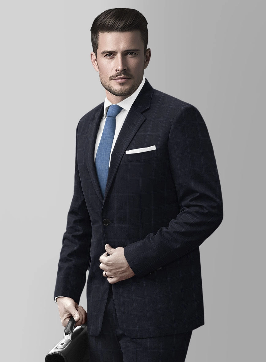 Reda Cashmere Blue Windowpane Wool Suit