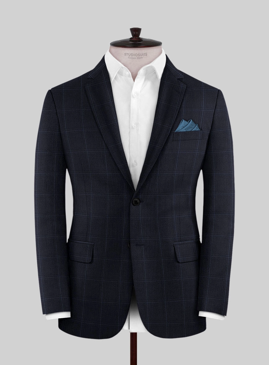 Reda Cashmere Blue Windowpane Wool Suit