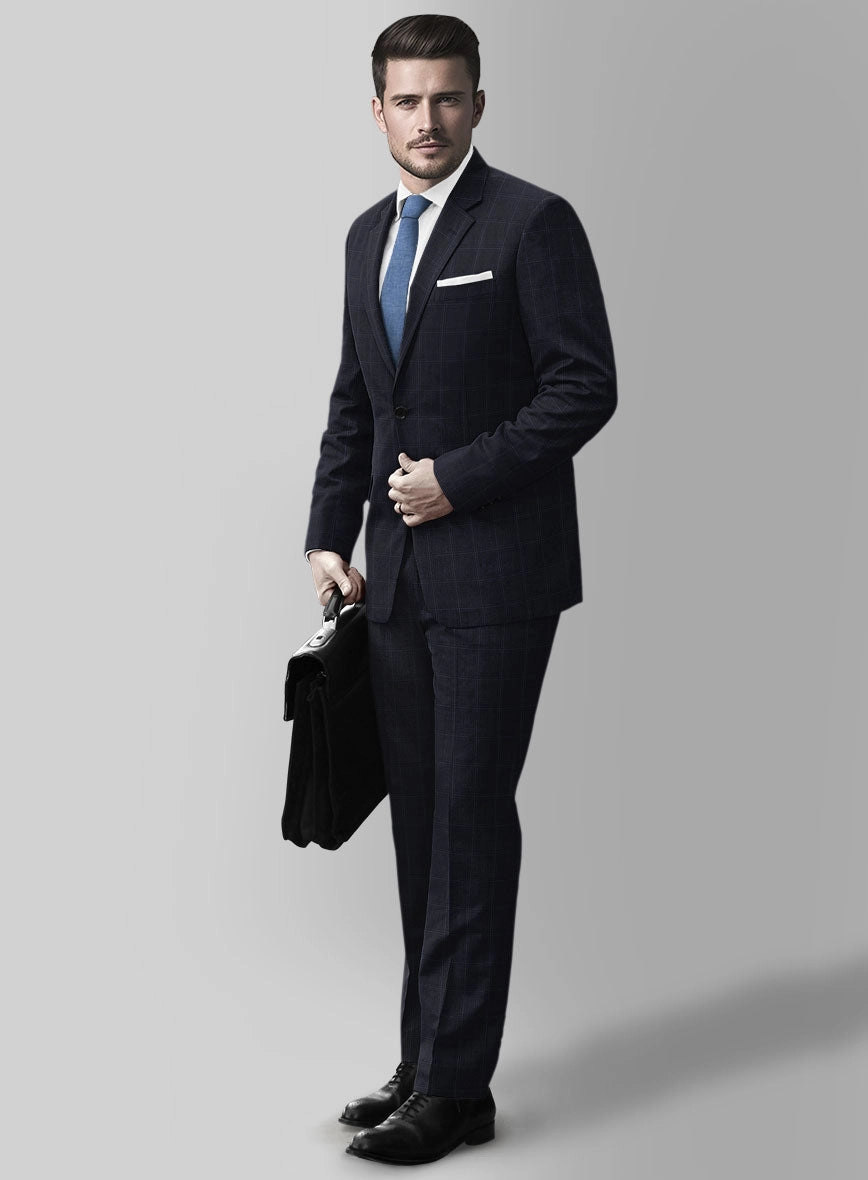 Reda Cashmere Blue Windowpane Wool Suit