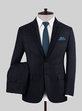 Reda Cashmere Blue Windowpane Wool Suit