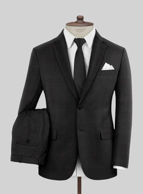 Reda Cashmere Dark Gray Windowpane Wool Suit
