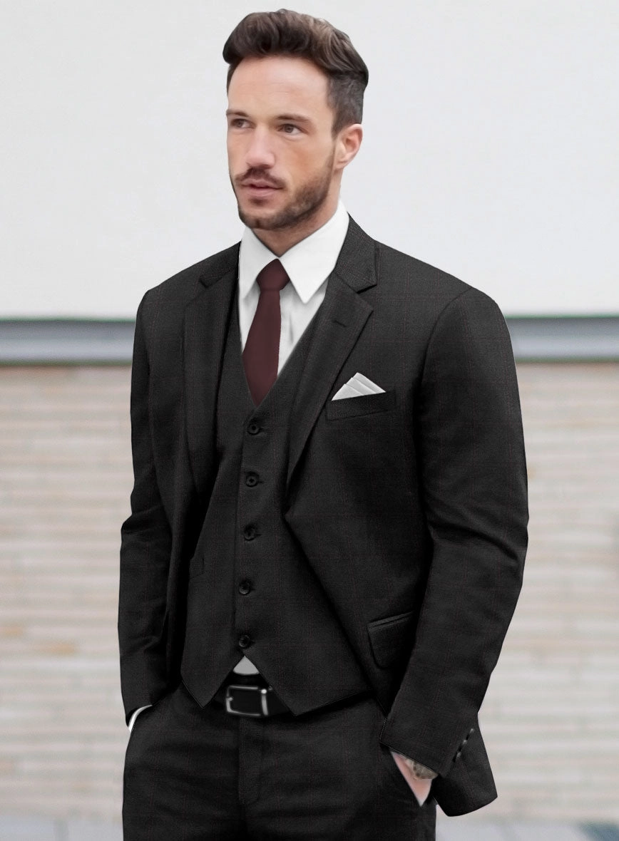 Reda Cashmere Dark Gray Windowpane Wool Suit