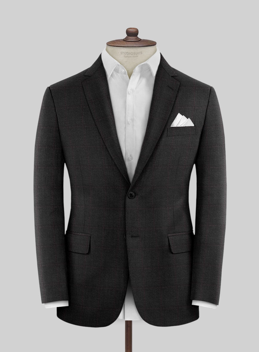 Reda Cashmere Dark Gray Windowpane Wool Suit