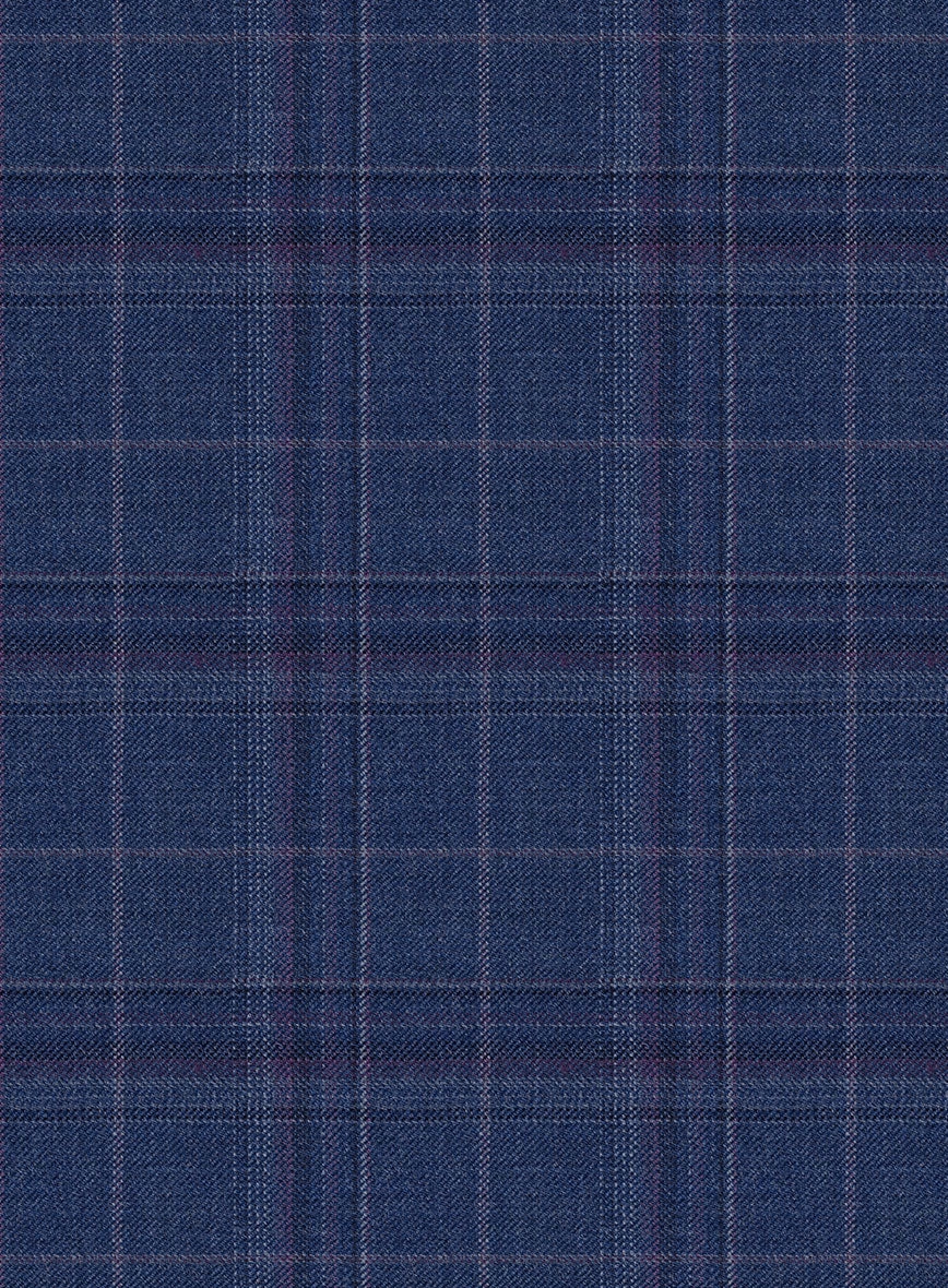 Reda Cerulean Blue Checks Wool Suit