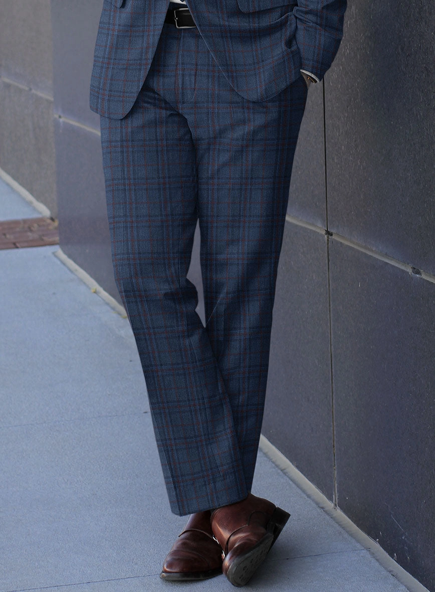 Reda Chambray Blue Checks Wool Suit