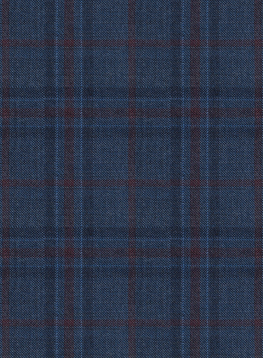 Reda Chambray Blue Checks Wool Suit