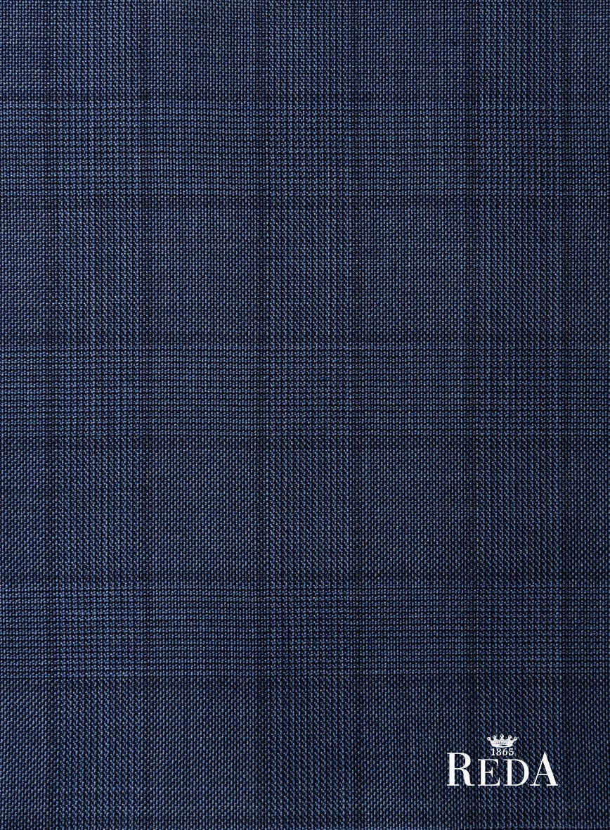 Reda Erlon Royal Blue Checks Wool Suit