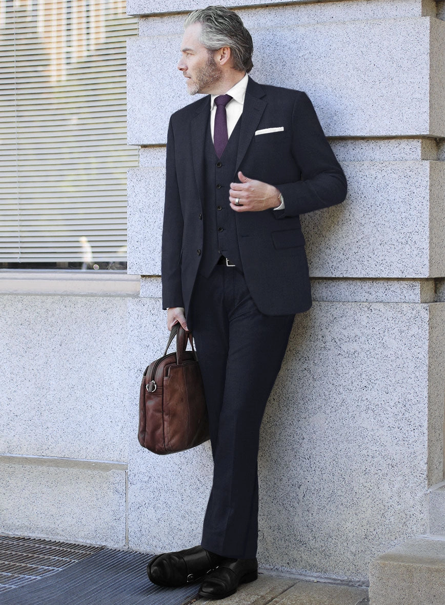 Reda Flexo Dark Midnight Blue Wool Suit