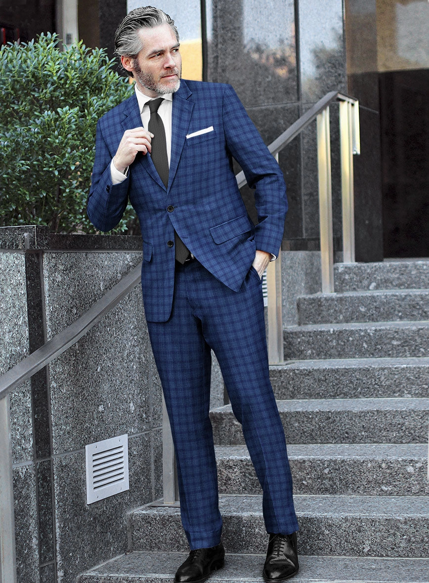 Reda Havelock Blue Checks Wool Suit