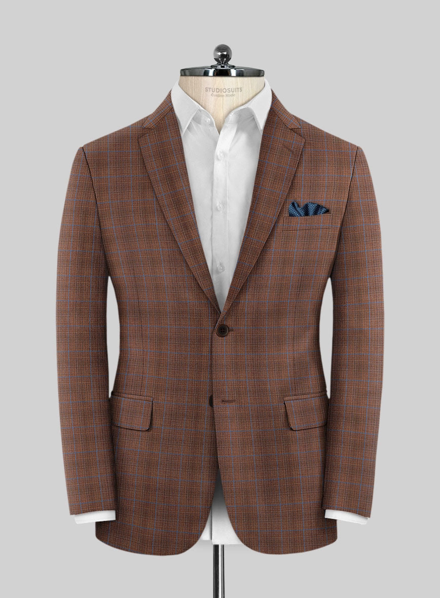 Reda Nutmeg Brown Checks Wool Suit