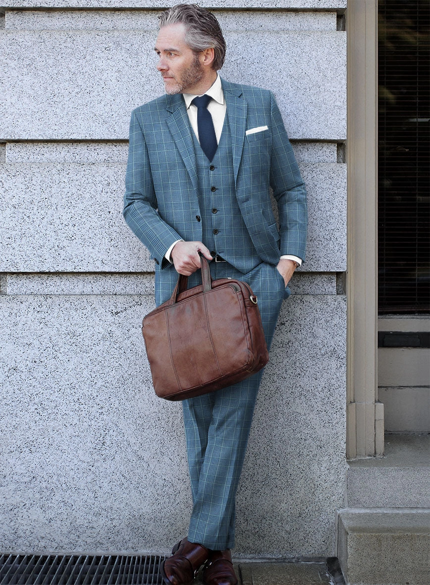 Reda Pacific Blue Checks Wool Suit