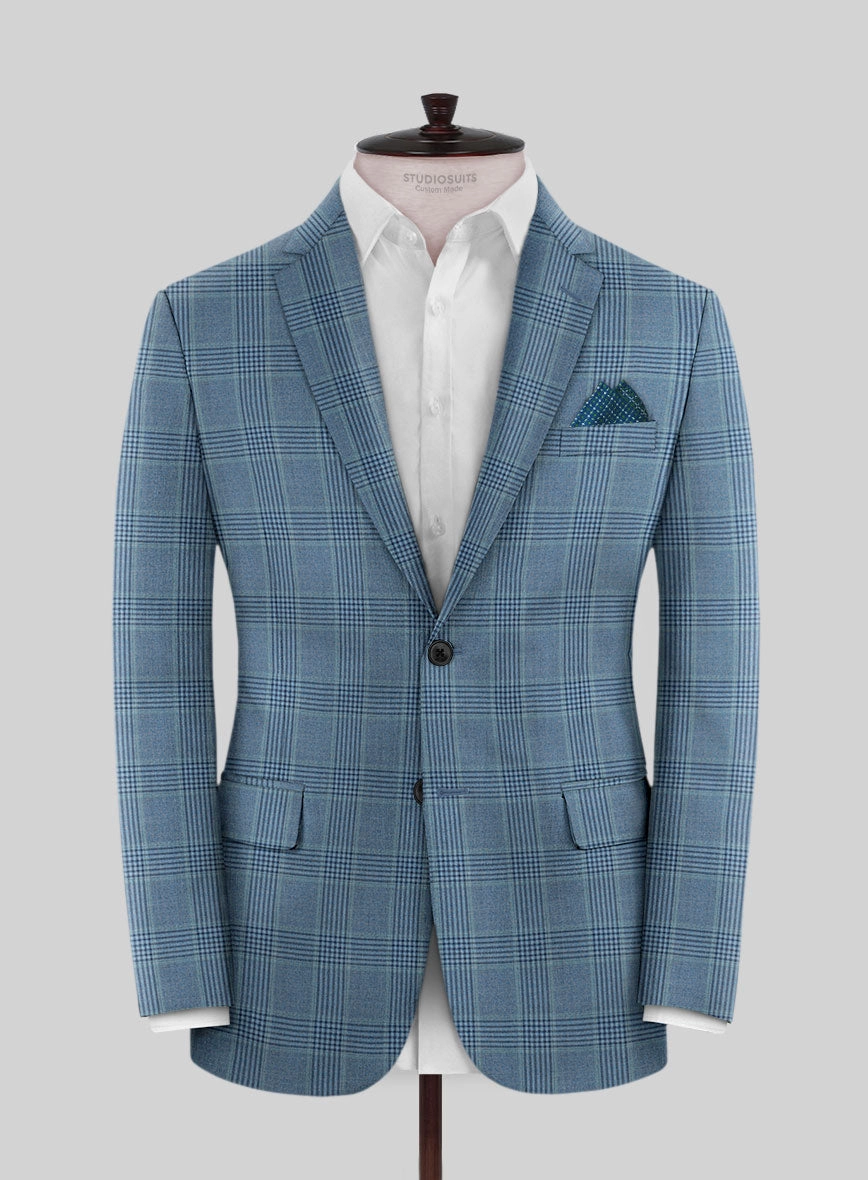 Reda Pacific Blue Checks Wool Suit