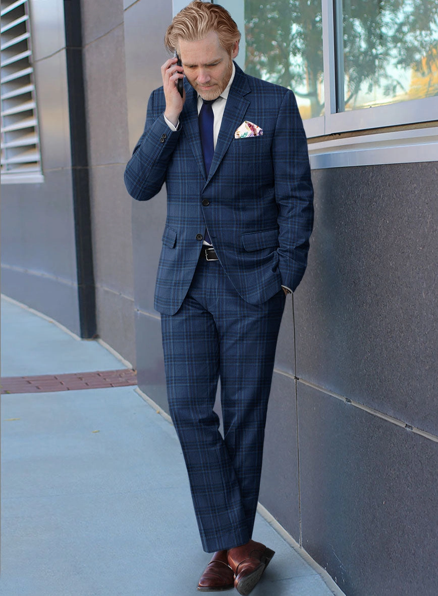 Reda Vale Blue Checks Wool Suit