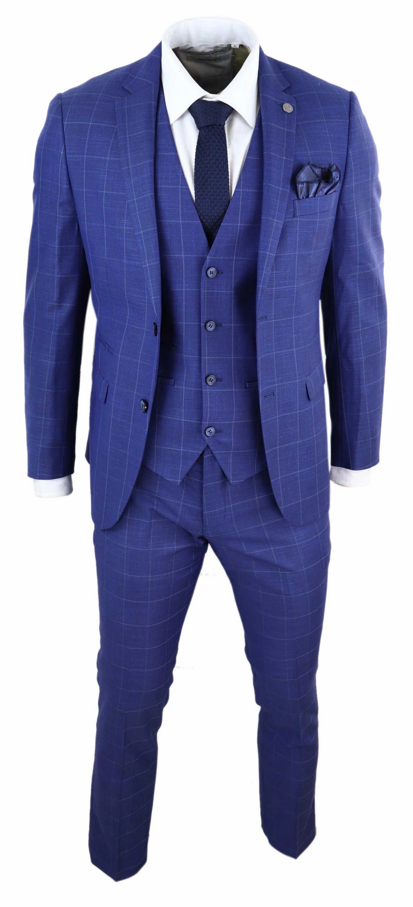 Rover 3 Piece Suit Blue Check Suit Formal