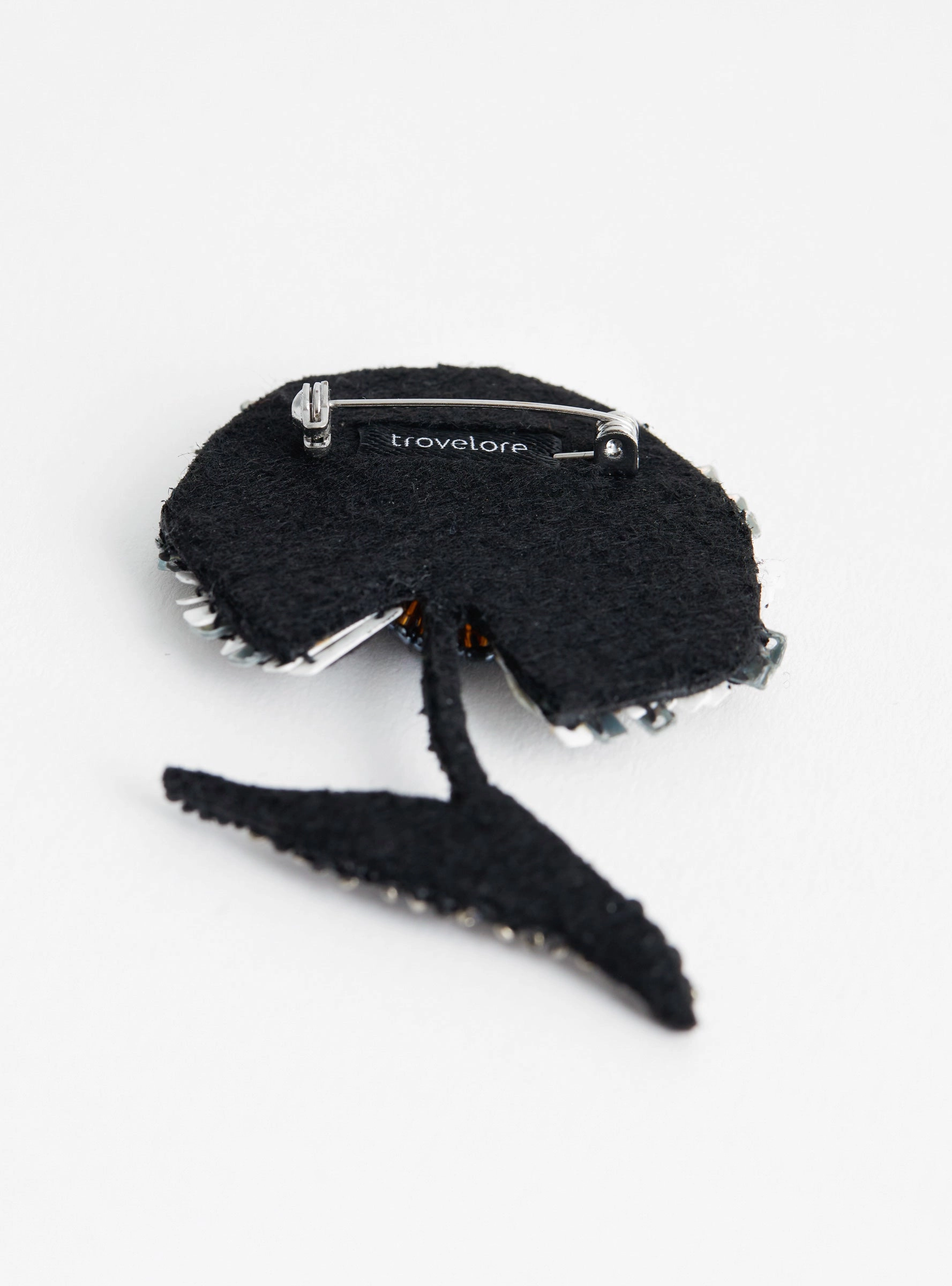 Ruffle Flower Brooch Black