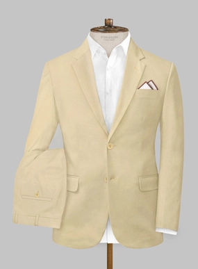 Scabal Latte Beige Cotton Stretch Suit