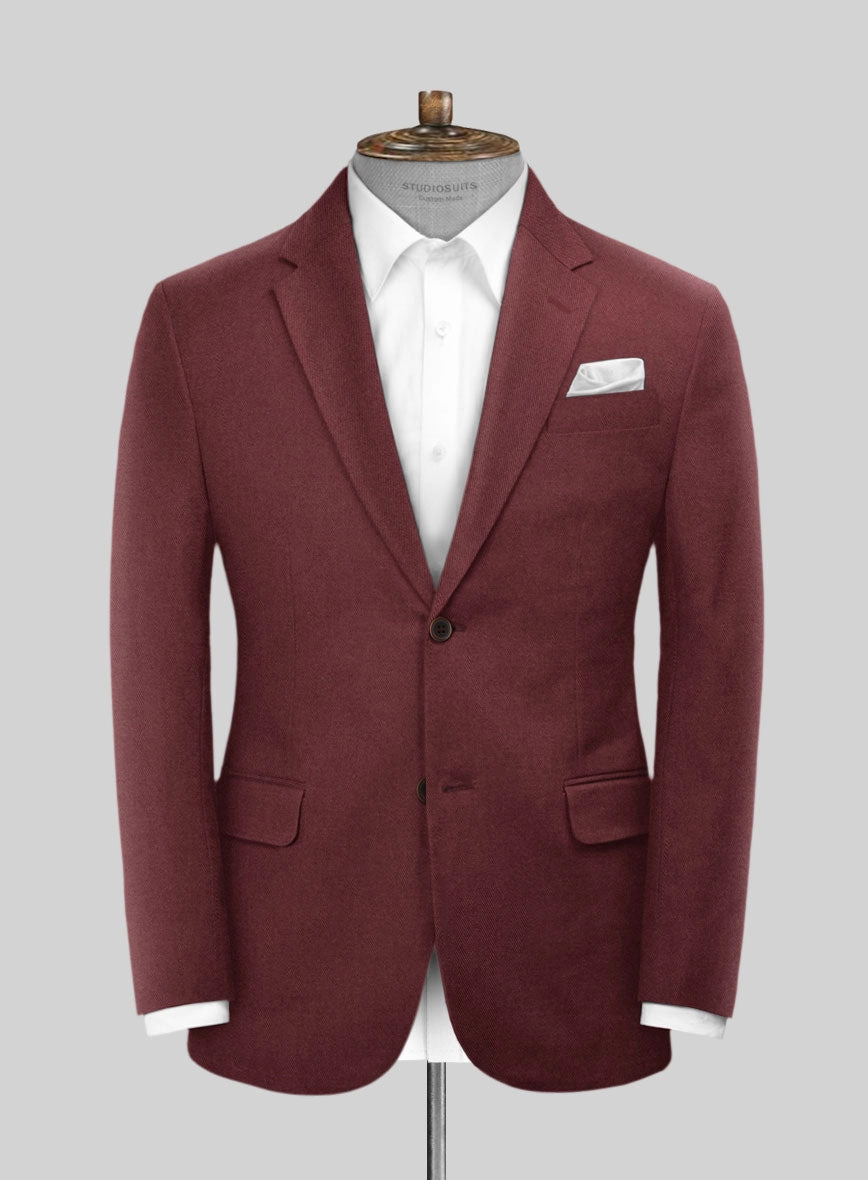 Scabal Maroon Cotton Stretch Suit