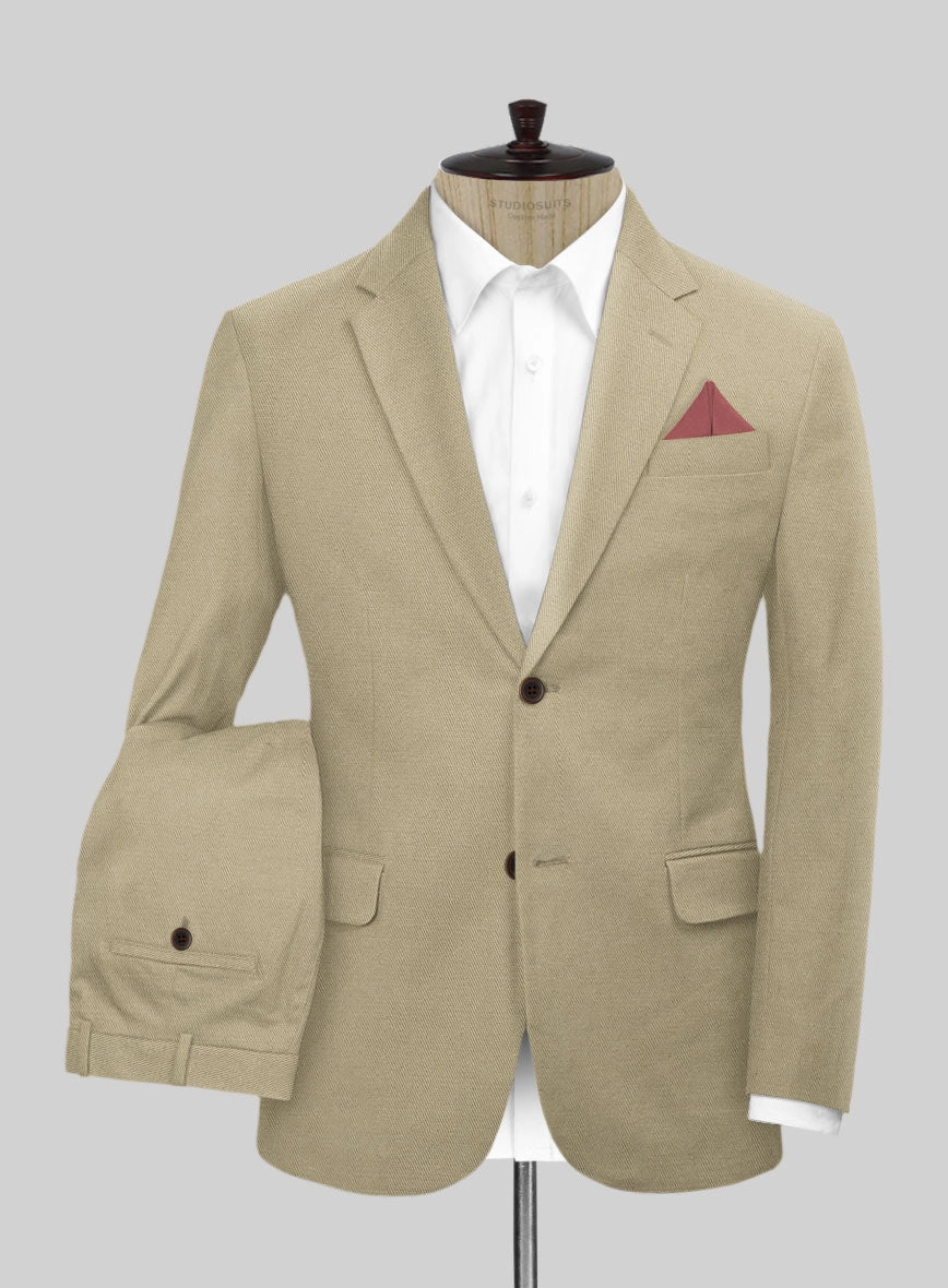 Scabal Sand Beige Cotton Stretch Suit