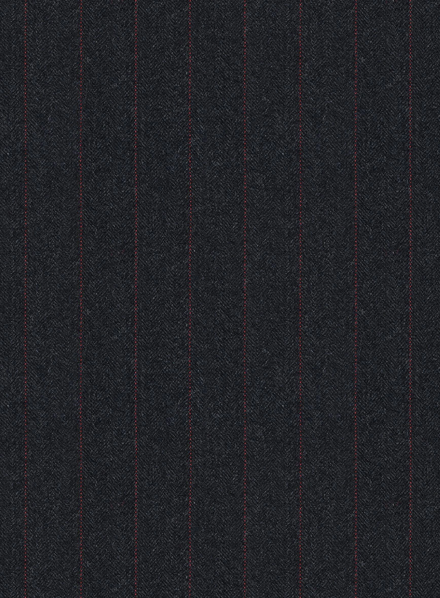 Scabal Sapphire Beaded Stripe Charcoal Wool Suit