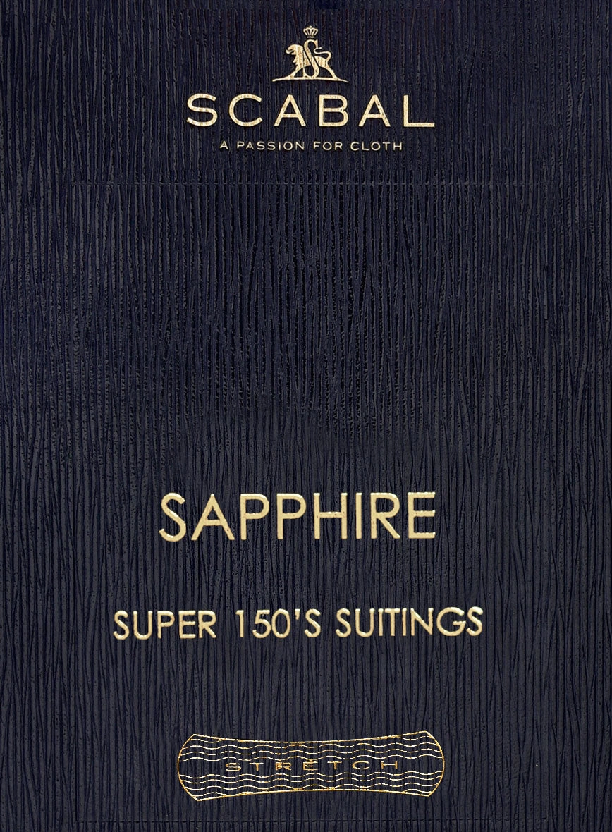 Scabal Sapphire Beaded Stripe Charcoal Wool Suit